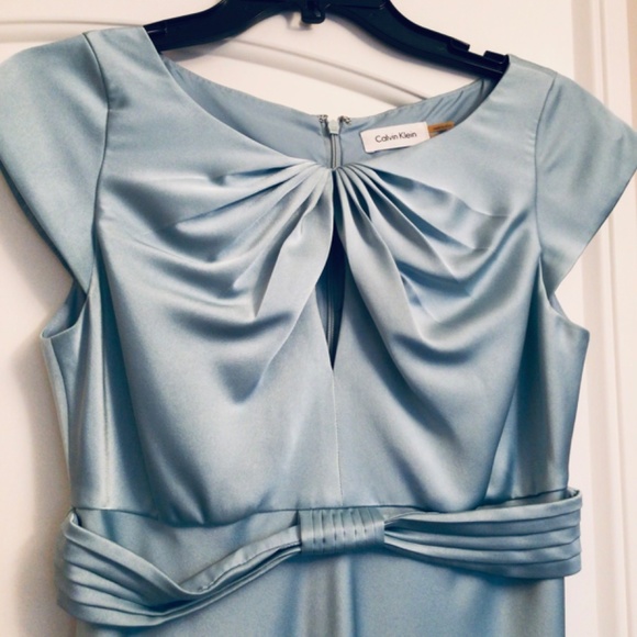 Satin Blue Seafoam Calvin Klein Formal/Cocktail Dress - Picture 3 of 8
